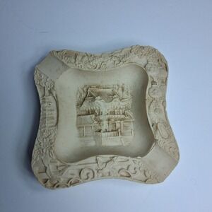 Vintage Ashtray Floral, Dragon Carved Made In Mexico Birds Intricate Design 60s‎